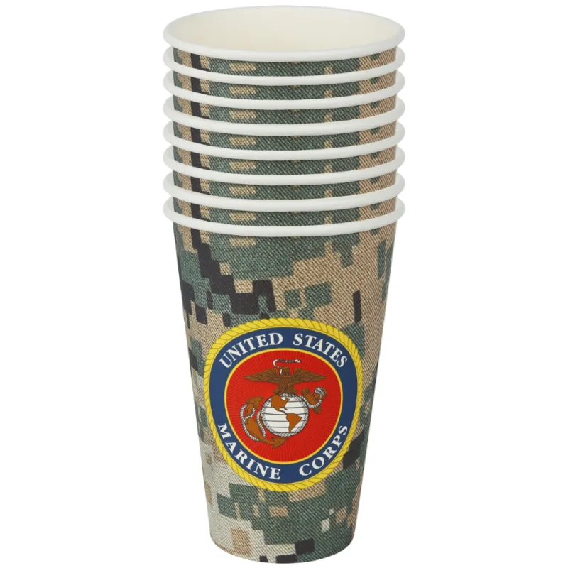Marines Paper Cups 16oz 8ct - Image 2