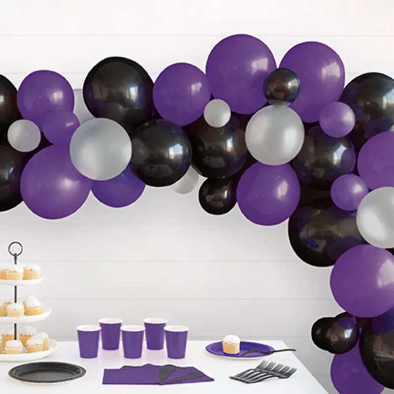 40pc Black/Purple/Silver Latex Balloon Arch Kit - Image 2