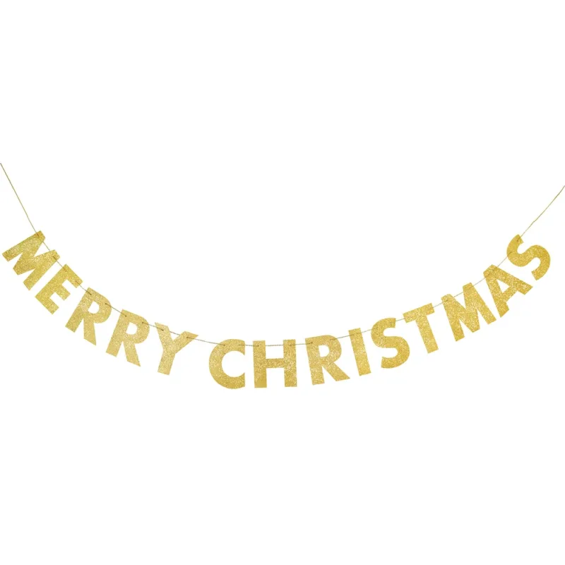 9' Gold Glittered "Merry Christmas" Banner