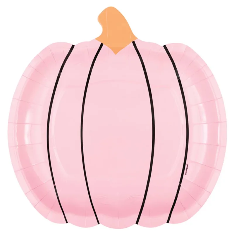 9" Posh Halloween Pink Pumpkin Shaped Plates 8ct