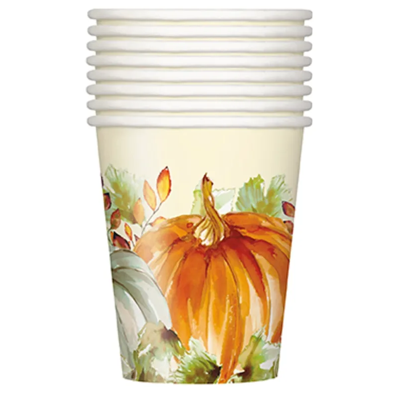 Fall Pumpkin 9oz Paper Cups 8ct
