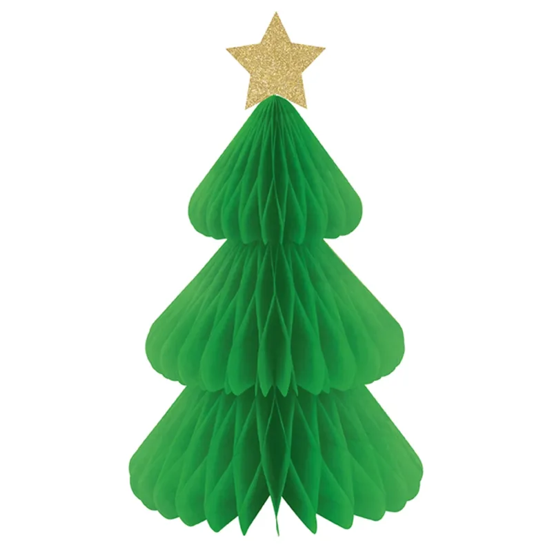 3ct Vibrant Christmas Tree Honeycomb Decorations - Image 2