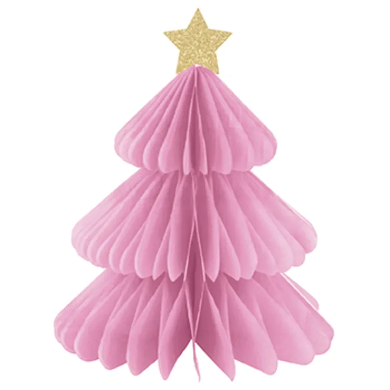 3ct Vibrant Christmas Tree Honeycomb Decorations - Image 4