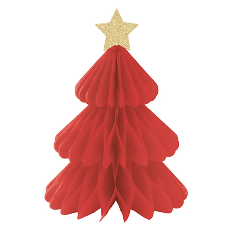 3ct Vibrant Christmas Tree Honeycomb Decorations - Image 3