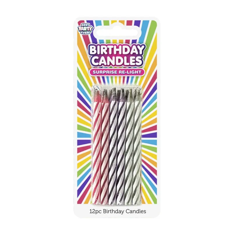 Surprised Re-Light Birthday Candle 12ct
