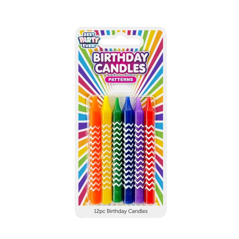Assorted Primary Color Chevron Birthday Candles 12ct