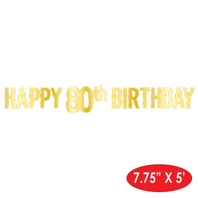 5' Happy 80th Birthday Streamer - Image 3