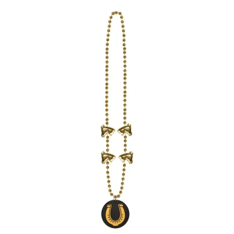 36" Beaded Horse Shoe Medallion Necklace - Image 3