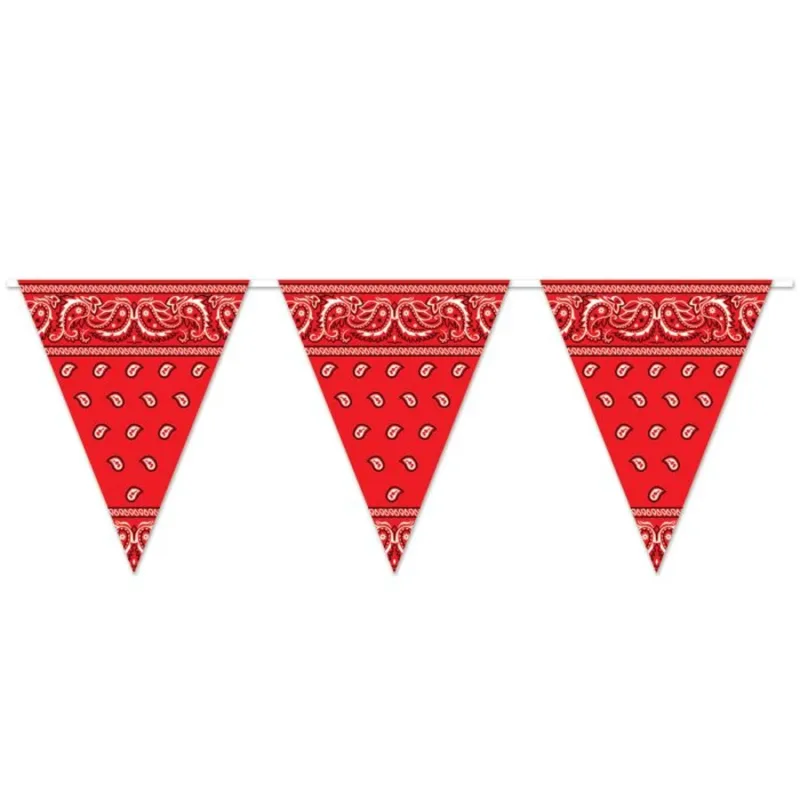 12" Red Bandana Pennant Banner - Image 2