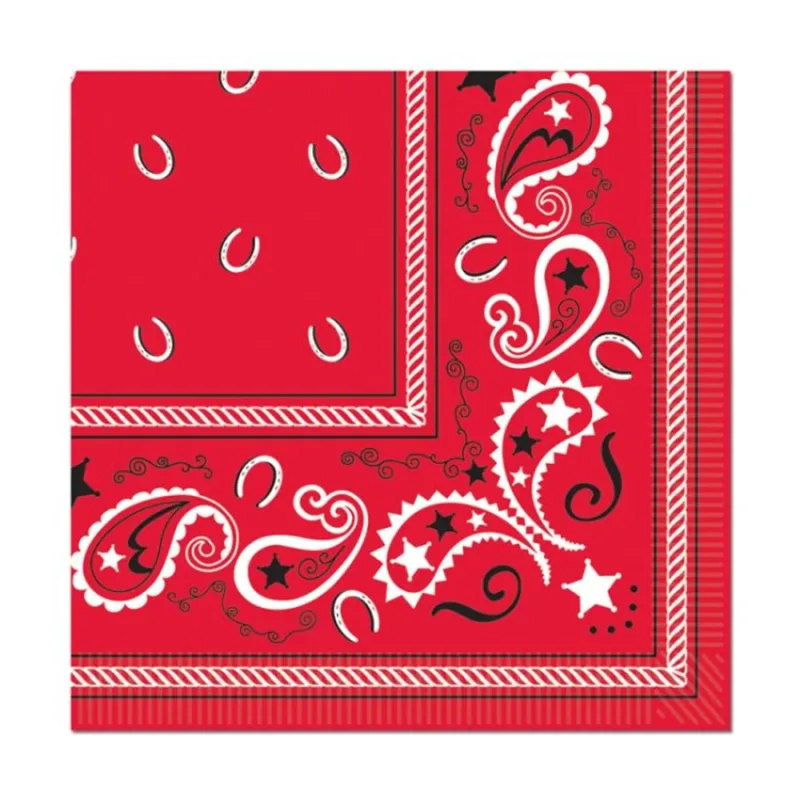 Red Bandana Beverage Napkins 16ct
