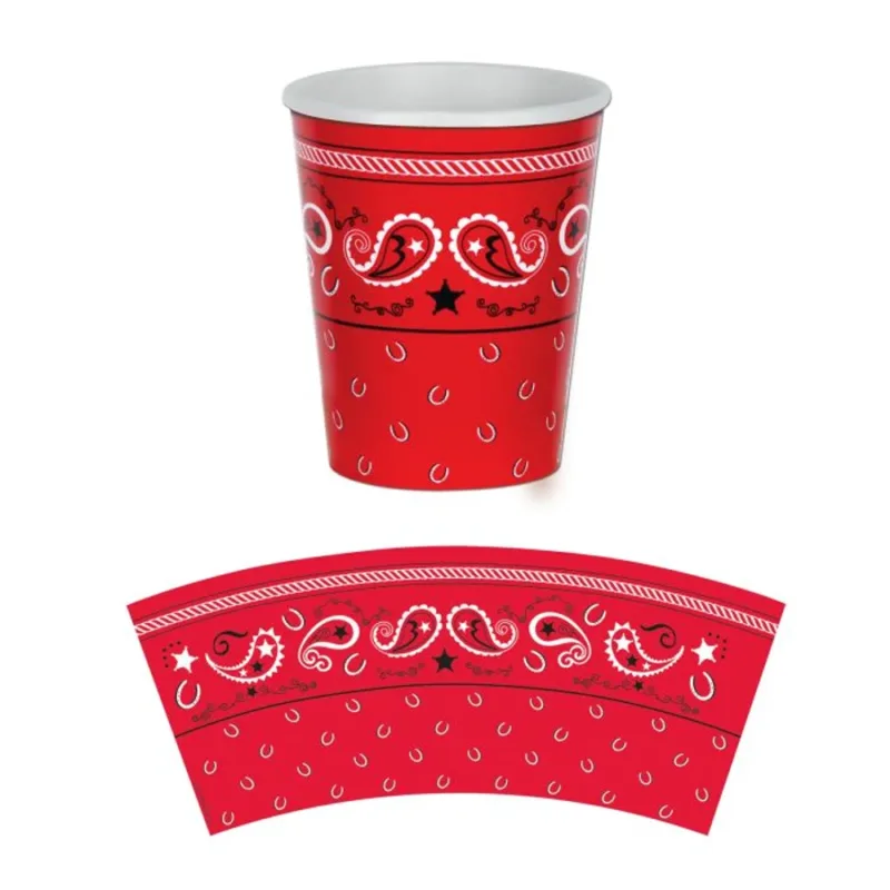 Red Bandana 9oz Paper Cup 8ct