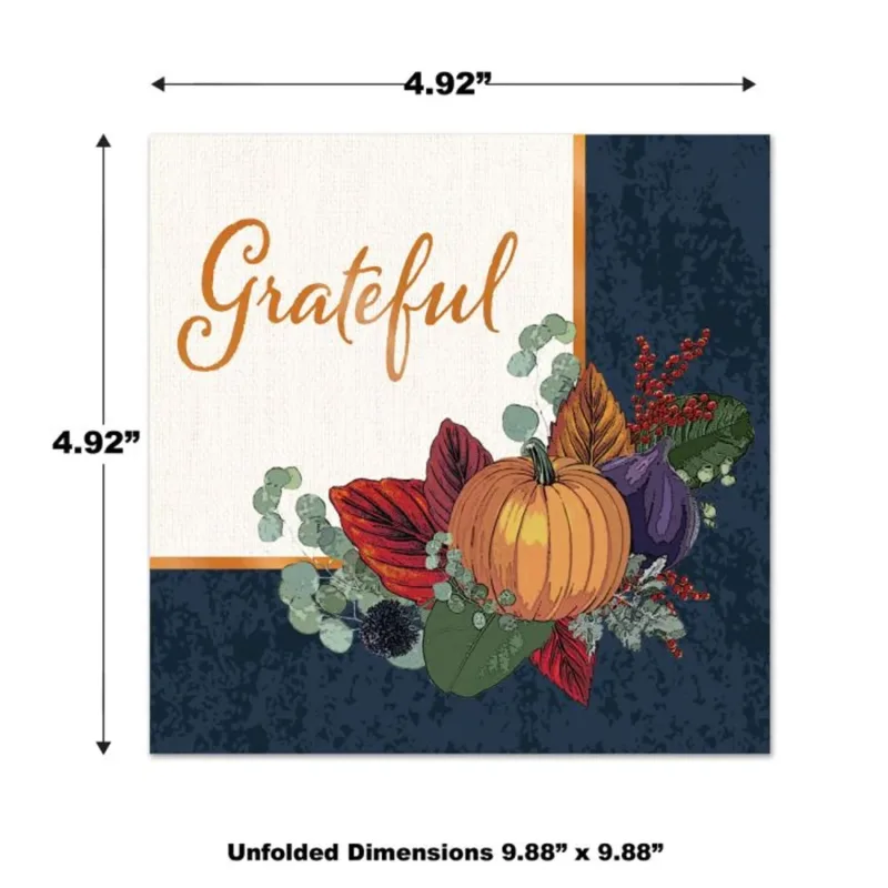Hot Stamped "Grateful" Beverage Napkins 16ct - Image 3