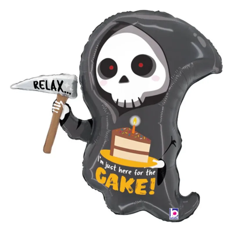 25" Reaper "Relax... I'm Just Here For The Cake!" Balloon