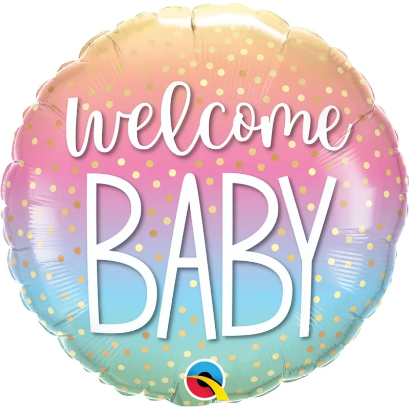 18" Ombre Welcome Baby Confetti Dots Balloon