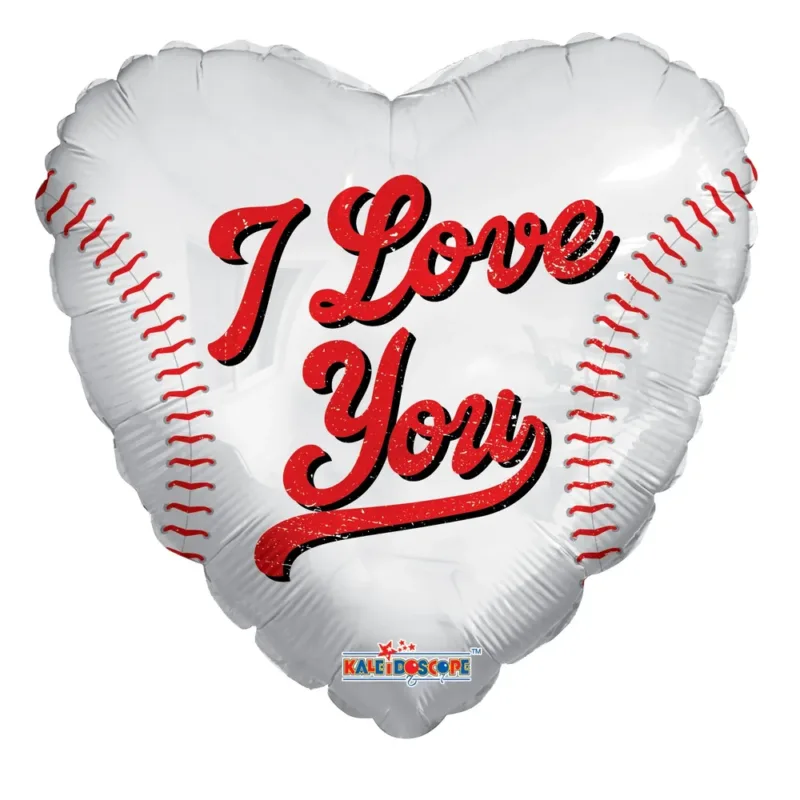 18" I Love You Heart Shaped Baseball Foil Balloon