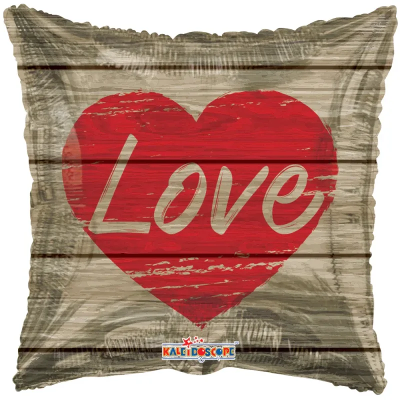 18" Love Heart On Wood Foil Balloon