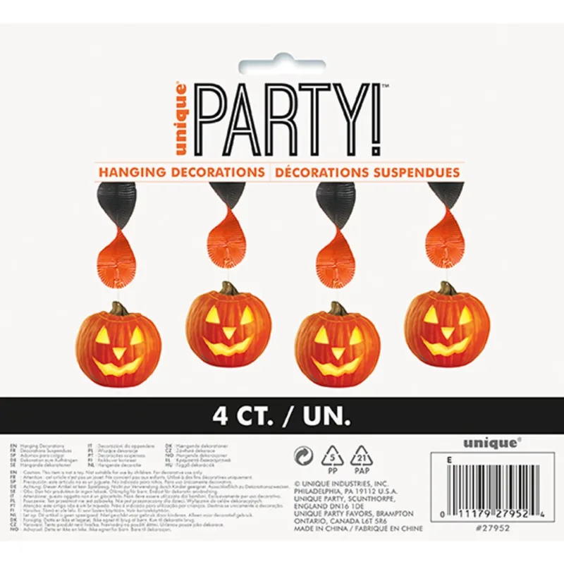 4ct Pumpkin Glow Hang Decorations