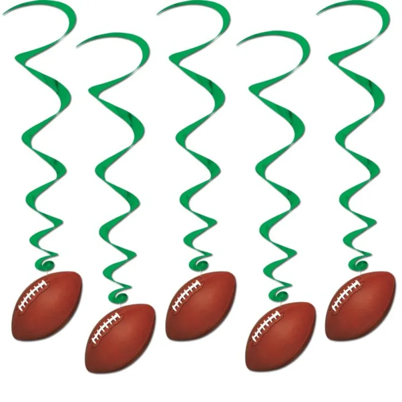 40" Football Whirls Hanging Decorations 5ct - Image 3