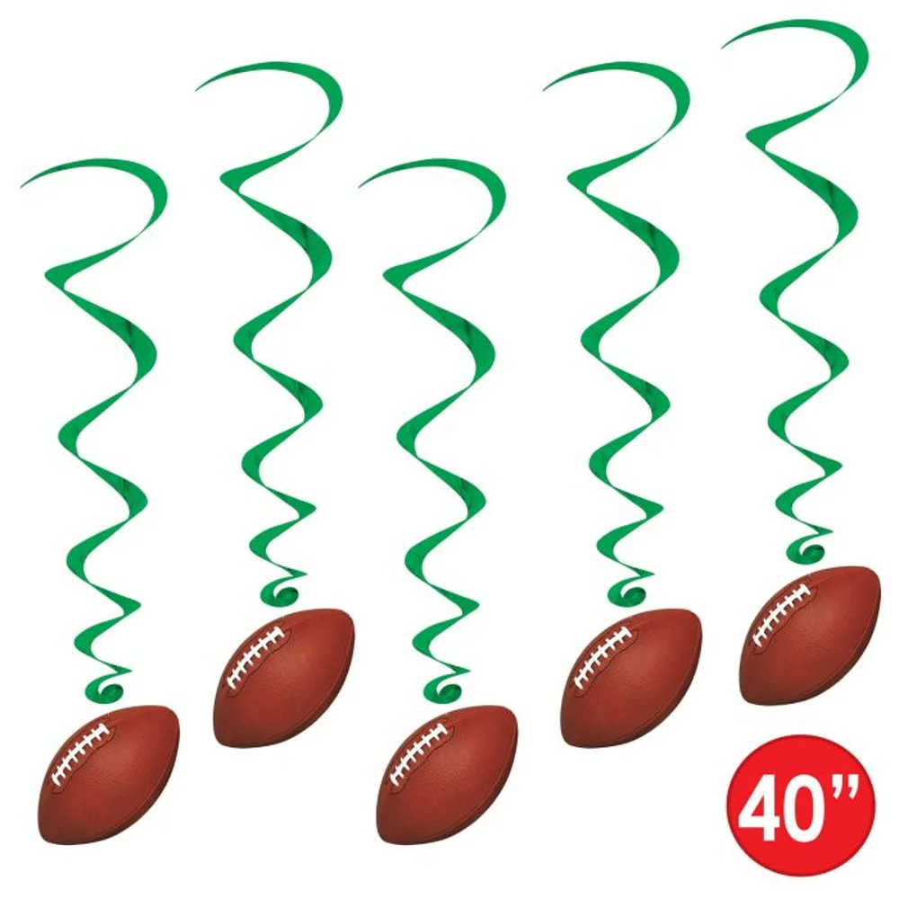 40" Football Whirls Hanging Decorations 5ct