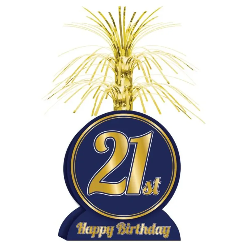 13" Navy Gold "Happy 21st Birthday" Centerpiece - Image 2