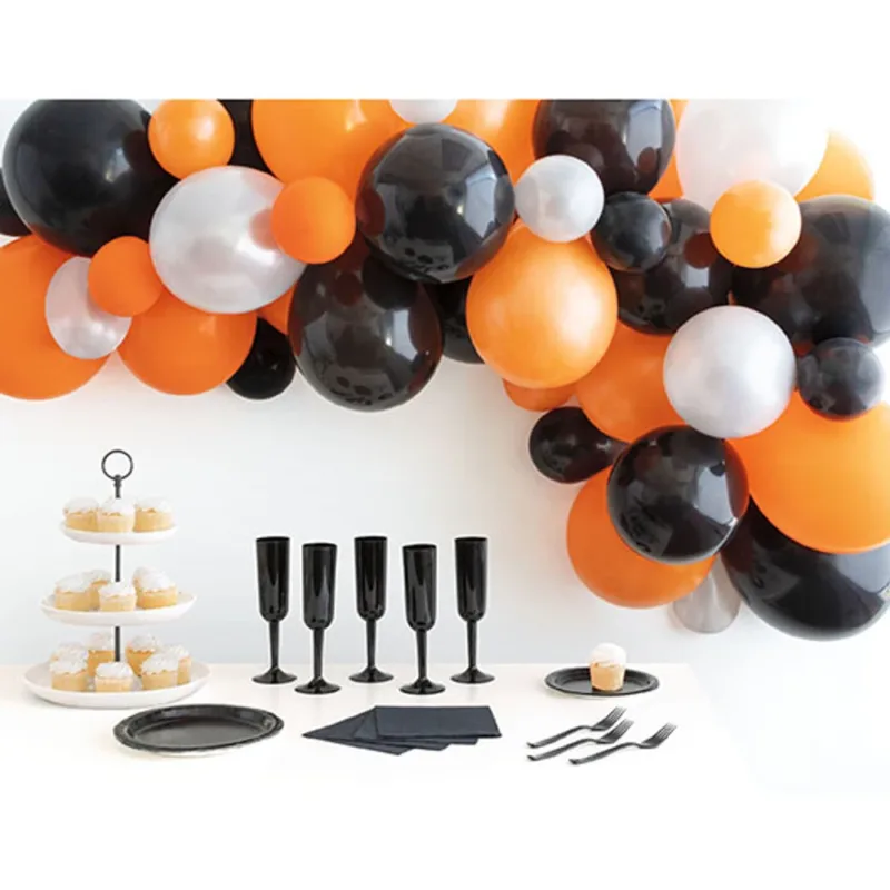 8' Orange/Black/White Halloween Balloon Arch Kit - Image 2