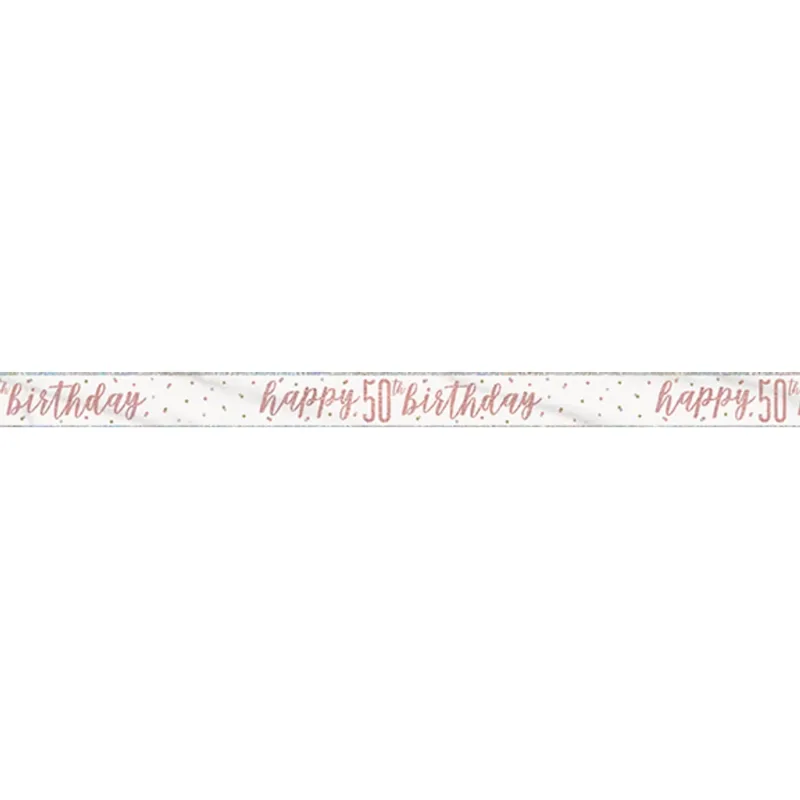 9' Glitz Rose Gold "Happy 50th Birthday" Banner - Image 2