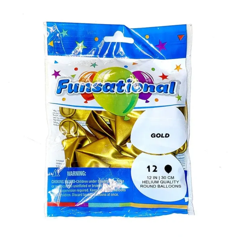 Metalic Gold 12' Latex 15ct - Funsational - Image 2