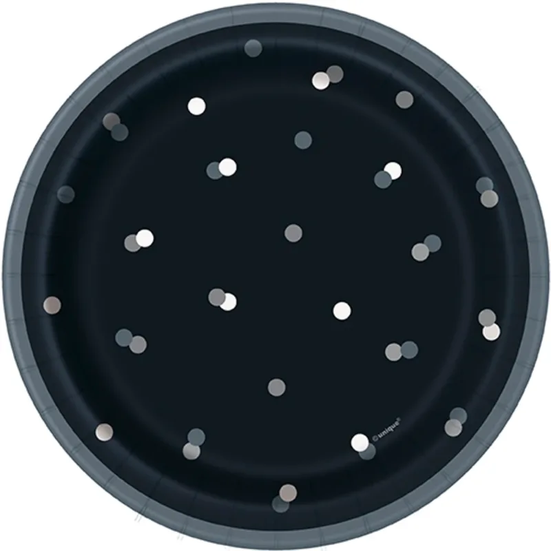 Glitz Black 7" Plates 8ct