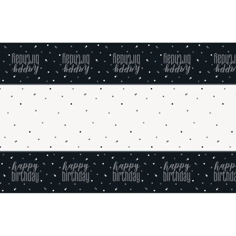 Glitz Black "Happy Birthday" Table Cover 54x84" - Image 2