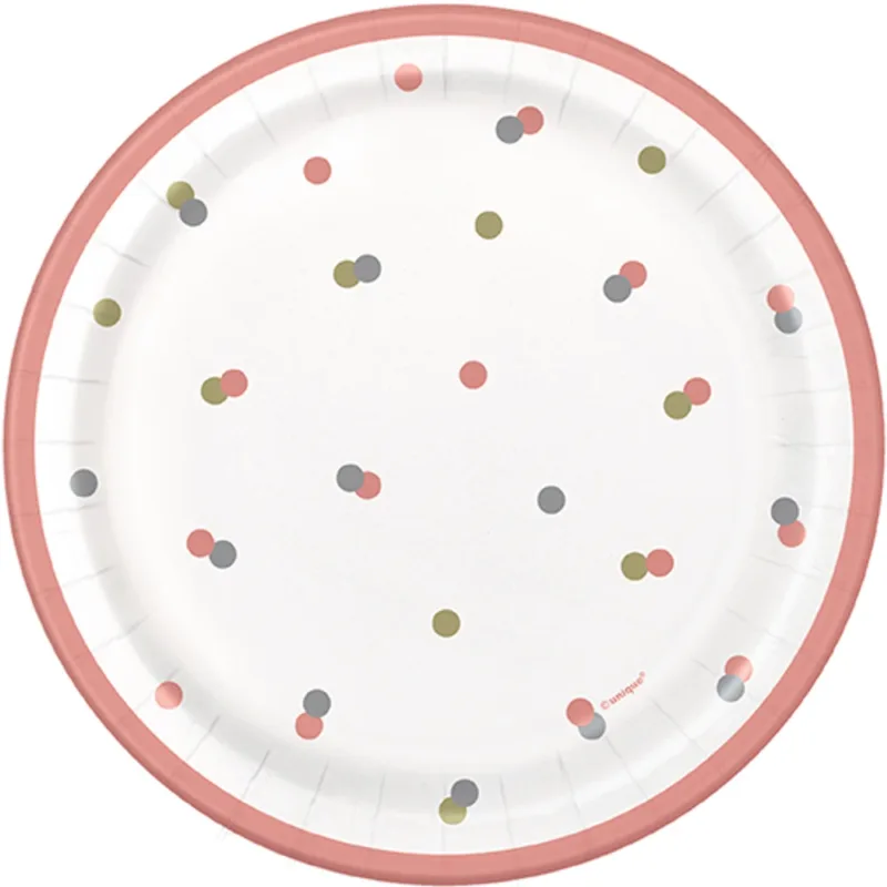 Glitz Rose Gold Birthday 7" plates 8ct