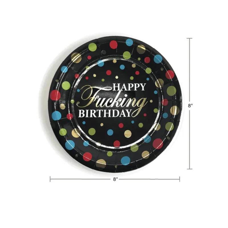"Happy F-king Birthday"  7" Plates 8ct - Image 3