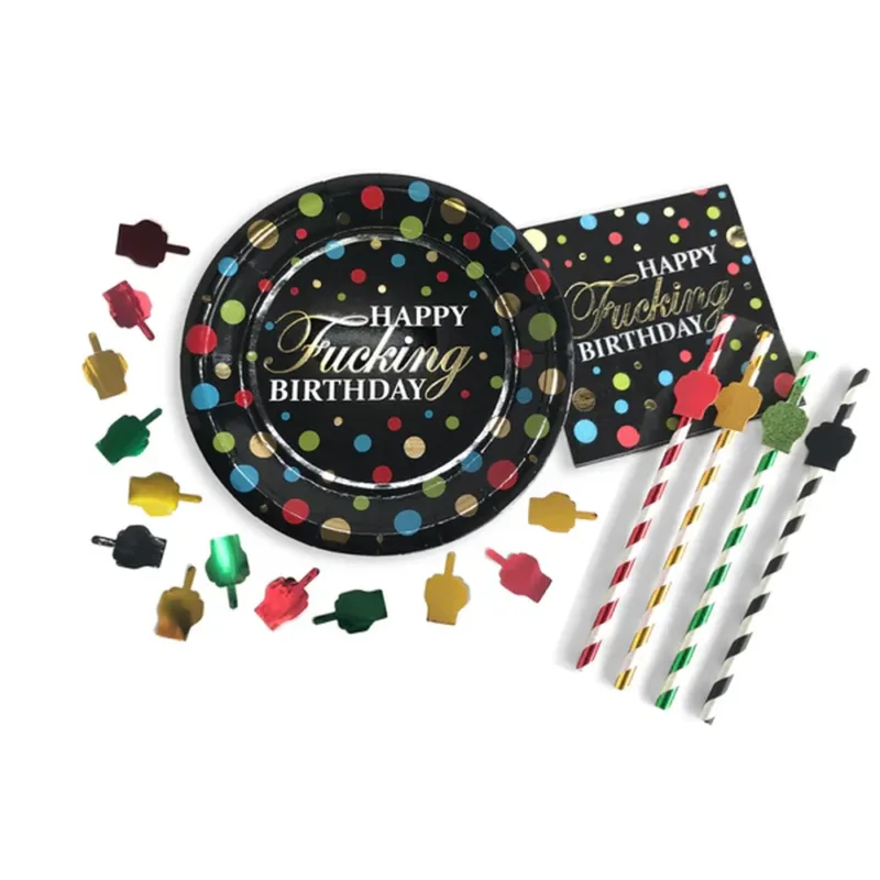 "Happy F-king Birthday"  7" Plates 8ct - Image 2