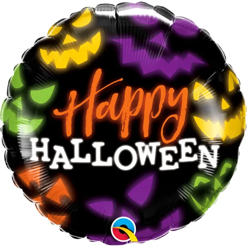 18" Jack-O-Lantern Faces "Happy Halloween" Balloon