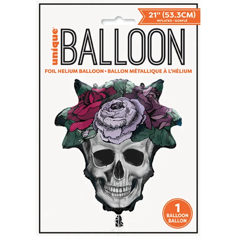 21" Floral Skull Balloon - Image 2