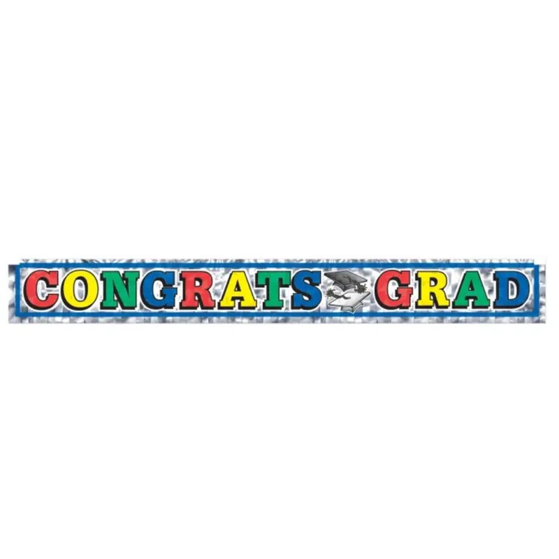 5' Congrats Grad Metallic Fringe Banner