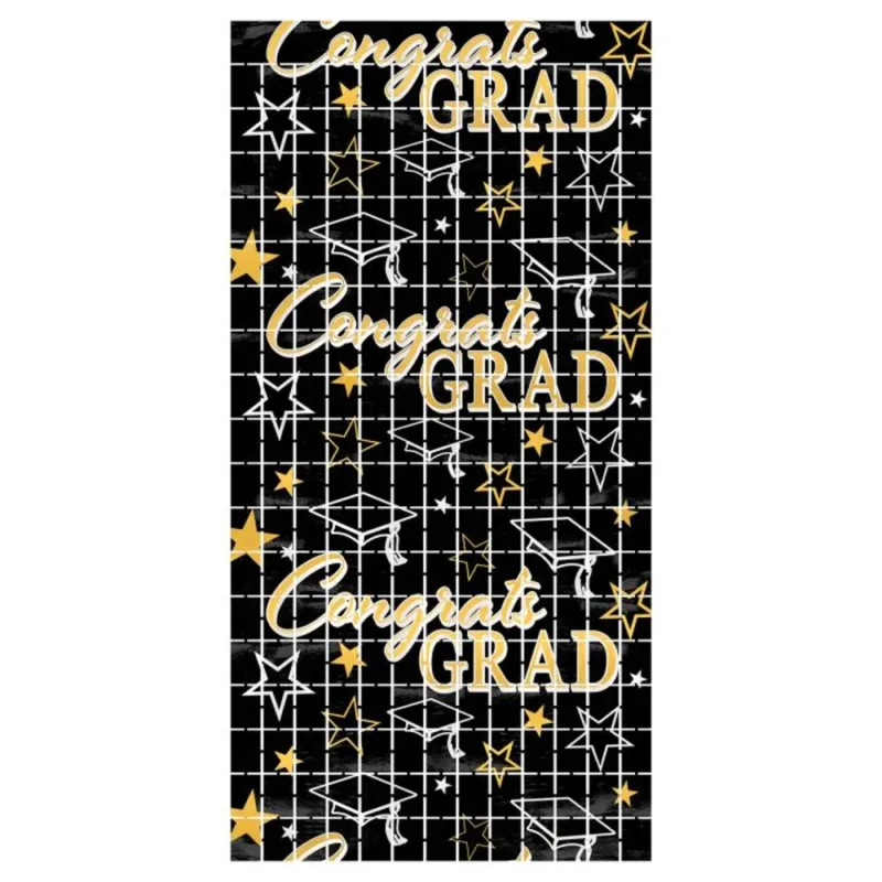 6' Congrats Grad Matallic Square Curtain