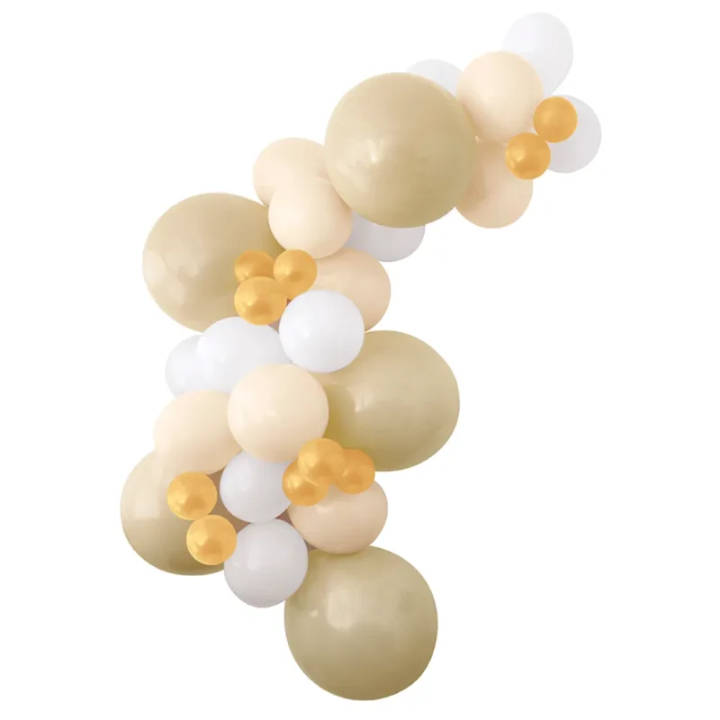 8' Gold & White Double Stuffed Latex Balloon Arch Kit