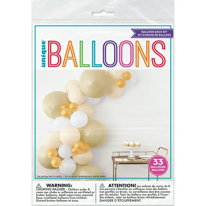8' Gold & White Double Stuffed Latex Balloon Arch Kit - Image 2