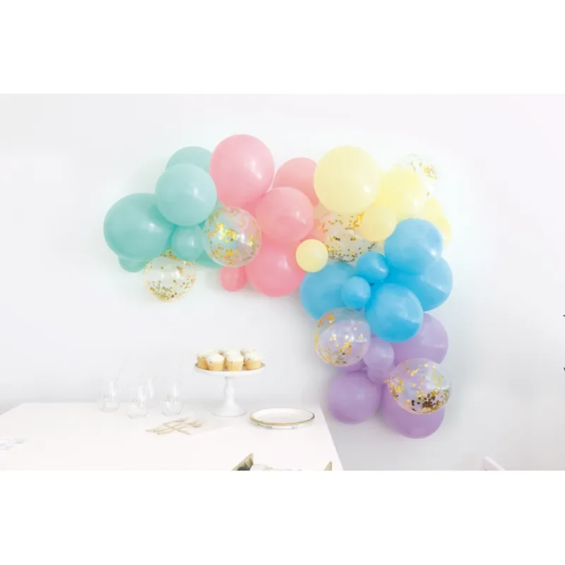 8' Pastel Pink/Blue/Yellow/Purple Latex Balloon Arch Kit