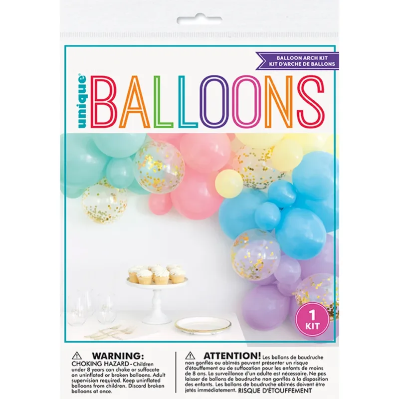 8' Pastel Pink/Blue/Yellow/Purple Latex Balloon Arch Kit - Image 2