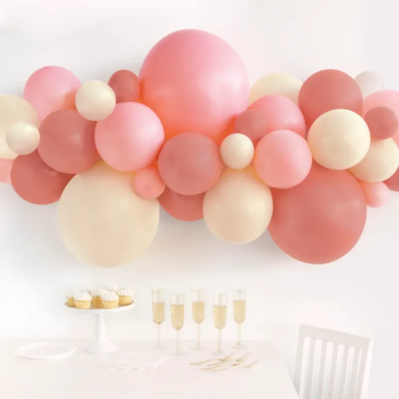 8' Pink Peach & White Double Stuffed Latex Balloon Arch Kit