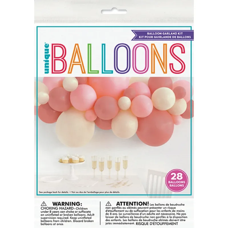 8' Pink Peach & White Double Stuffed Latex Balloon Arch Kit - Image 2
