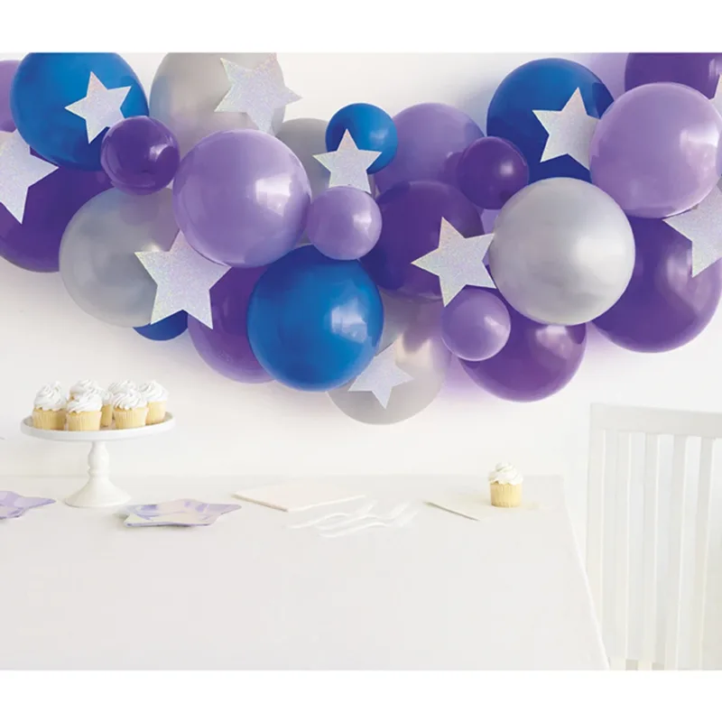 8' Purple/Royal Blue/Silver Latex Balloon Arch Kit