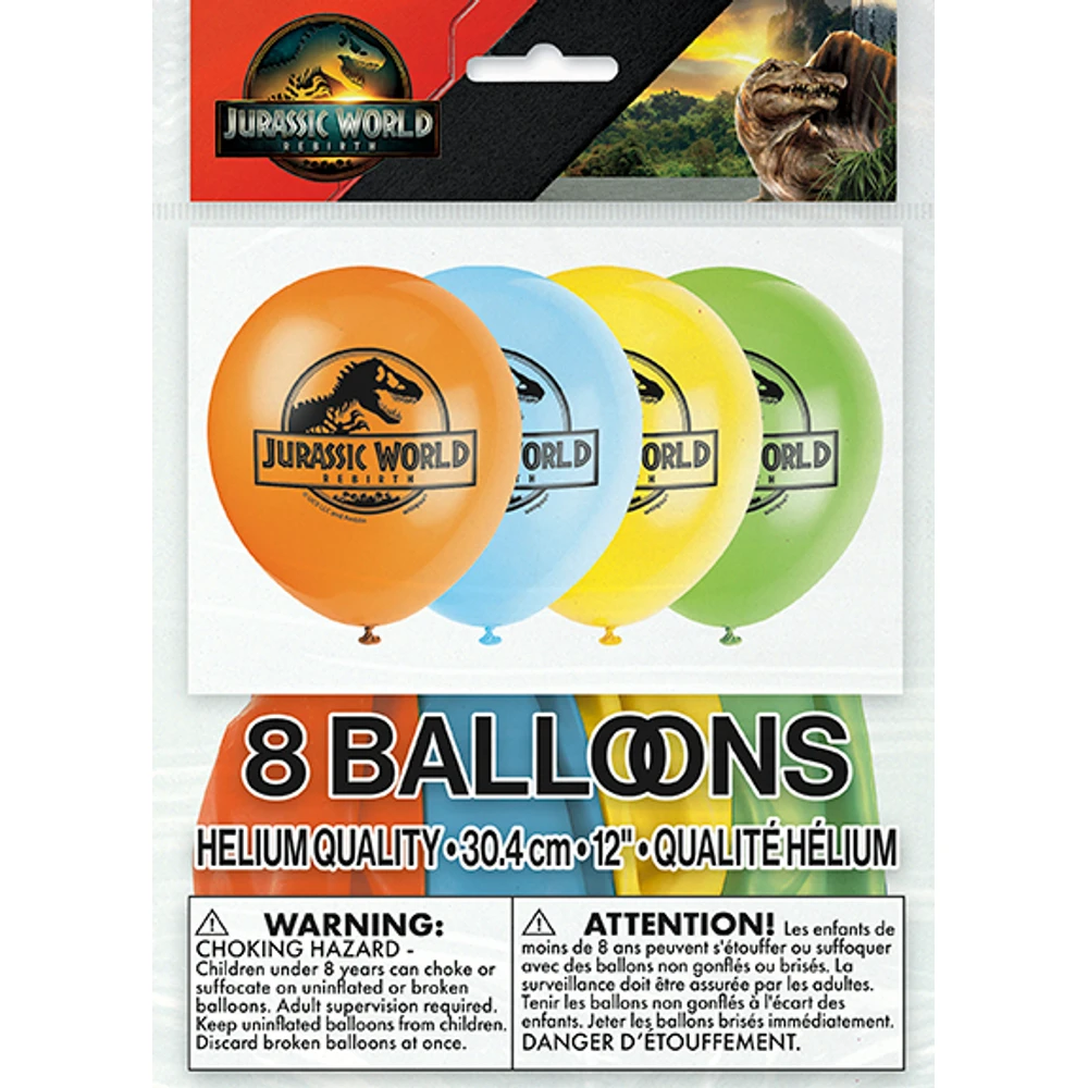 12" Jurassic World Latex Balloons 8ct