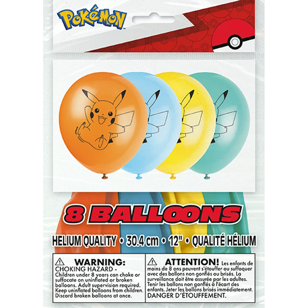 12" Pokemon Latex Balloons 8ct