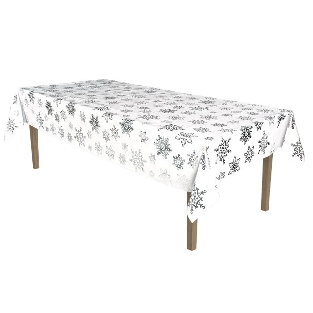 Snowflake Metallic Table Cover 54x108"