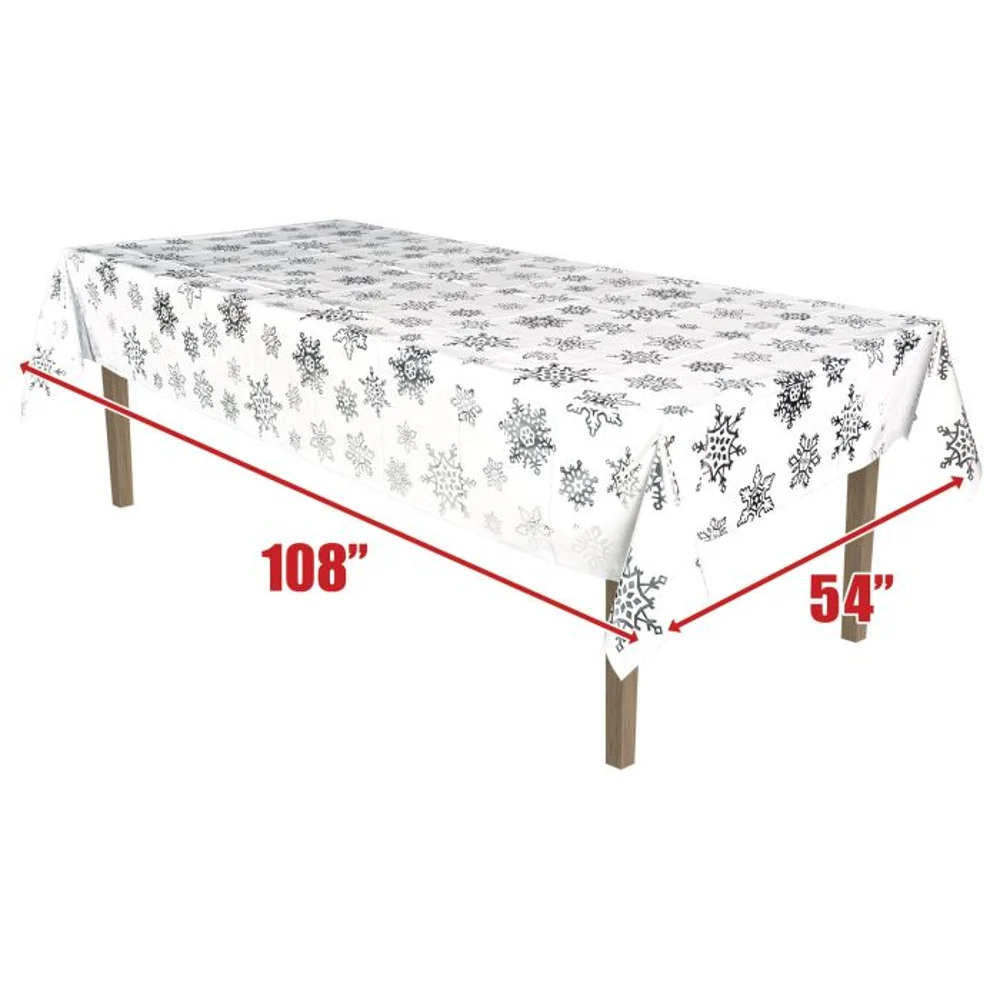 Snowflake Metallic Table Cover 54x108" - Image 3