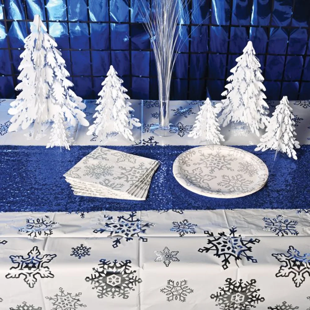 Snowflake Metallic Table Cover 54x108" - Image 2