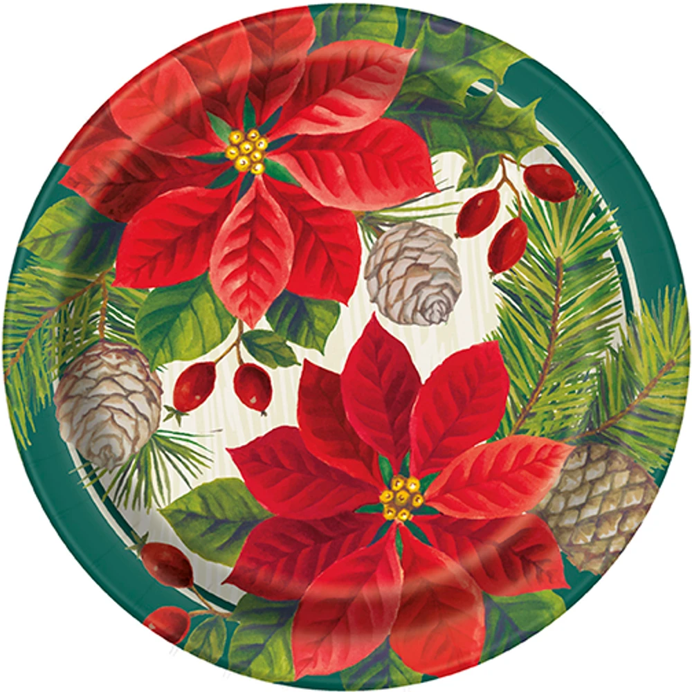 7" Poinsettia Christmas 8ct