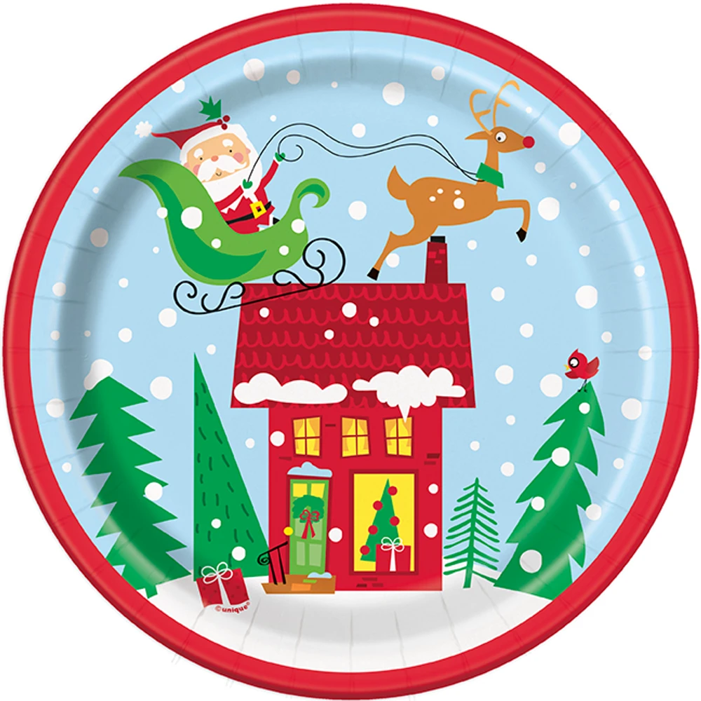 9" Colorful Santa Paper Plates 8ct